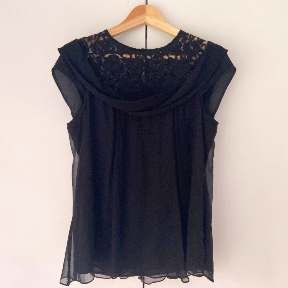 Nanette Lepore Waterfall Blouse, Black, Size 4